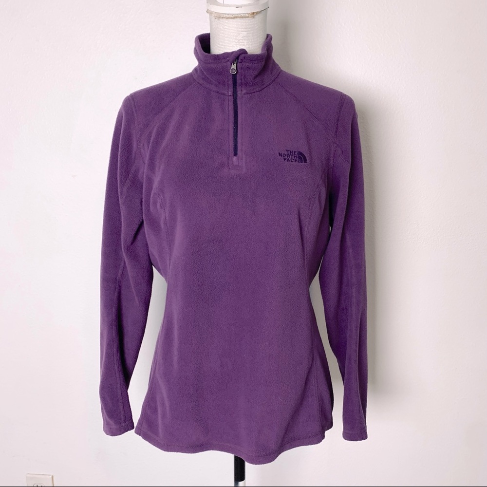 North Face purple pull over zip neck polar fleece long sleeve sweatshirt…